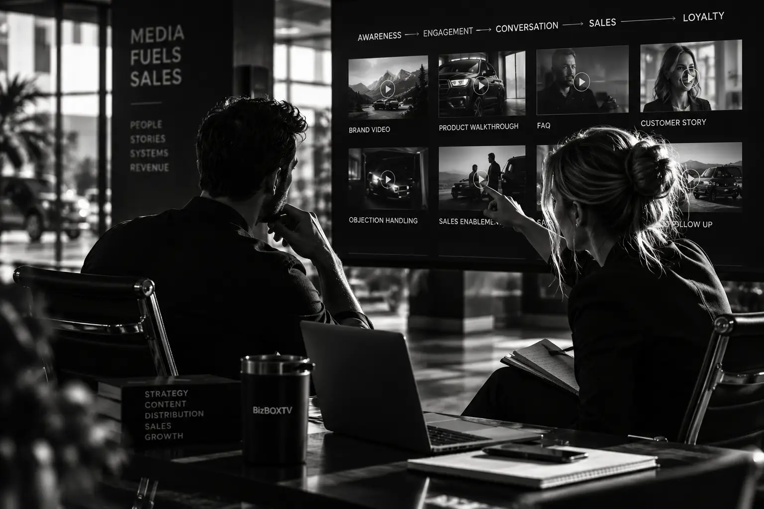 Sales and marketing team using video within a connected media system