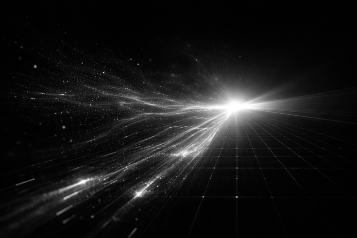 strong digital signal emerging from noise representing brand visibility attention dominance and media strategy