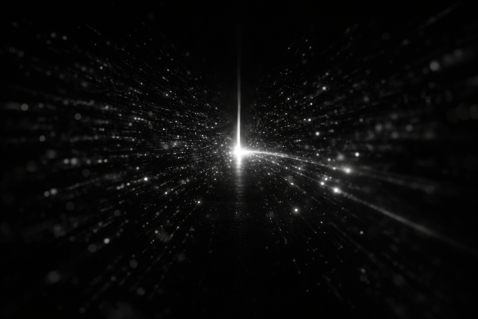 Light beam emitting digital particles representing media signal flow, attention distribution, and content visibility systems