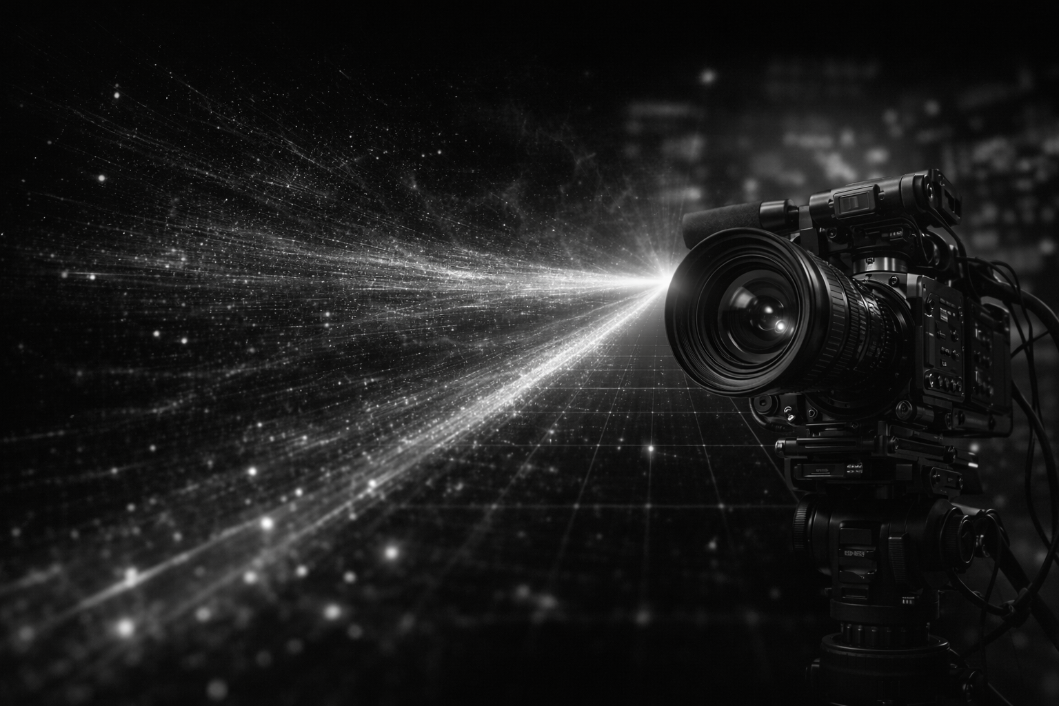 Cinematic video production camera illustrating digital media systems and signal flow for scalable content distribution